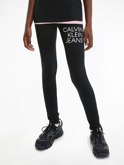 Calvin Klein Ruhák HU174011 | Calvin Klein Organic Cotton Logo Lány Leggings Fekete